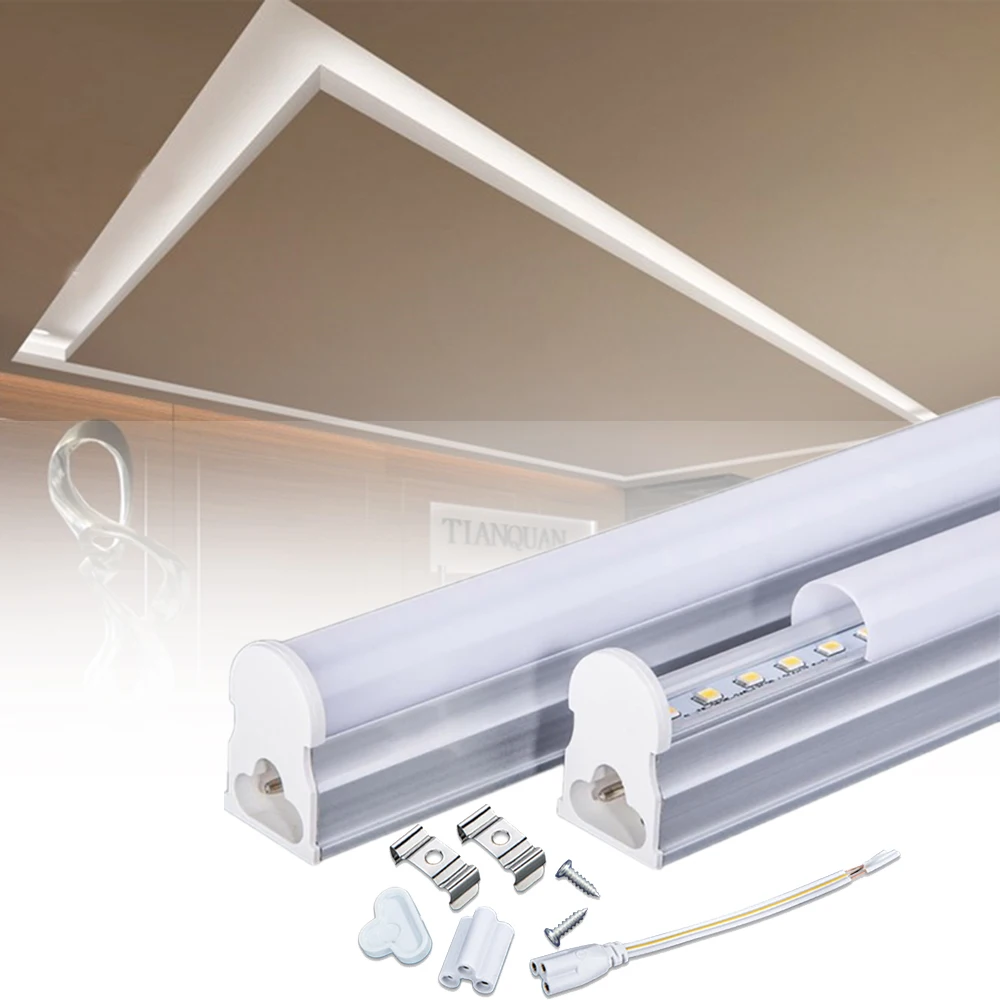 Tubo de luz LED T5, 30cm, 60cm, 90cm, 120cm, SMD2835, AC86-265V de lámpara LED T5 brillante para iluminación de habitación, 10 Uds.
