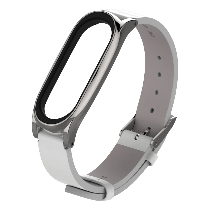 Mi4 3 PU White Mi jobs mi Band 4 Кожаный ремешок на запястье металлический чехол для mi band 4/3 сменный ремешок подходит для Xiaomi mi Band 4 mi Band 3 - Цвет: Mi4 3 PU White