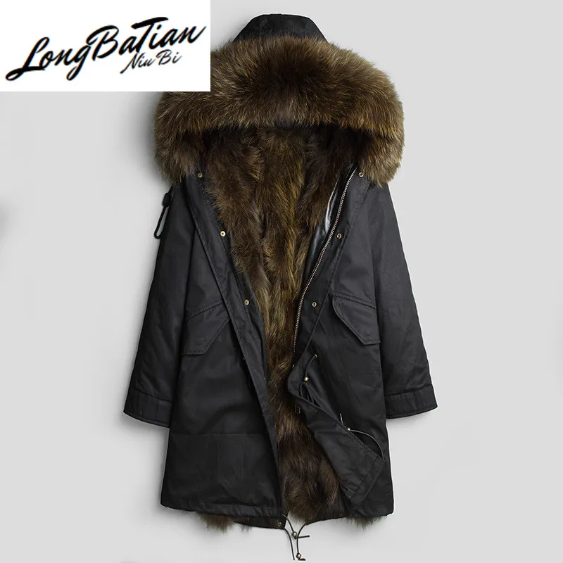 Парка мужская зимняя Длинная с подкладкой из меха енота DK1015 | Мужская одежда