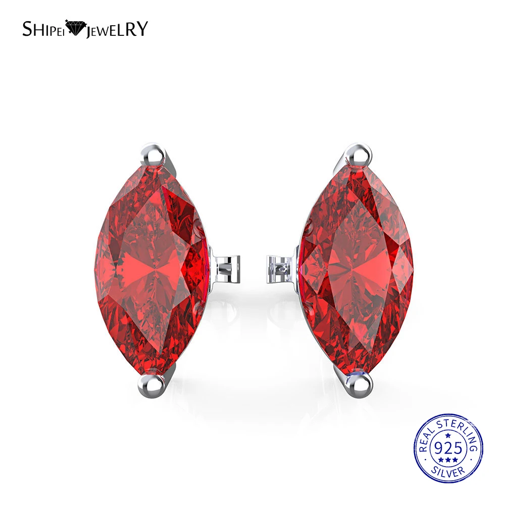 Женские серьги пусеты с изумрудами и рубинами Shipei ювелирное изделие в