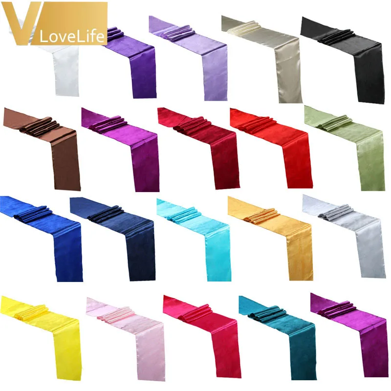 5pcs/lot Satin Table Runners Wedding Party Event Decor Supply Fabric Chair Sash Bow Cover Tablecloth Decoration | Дом и сад