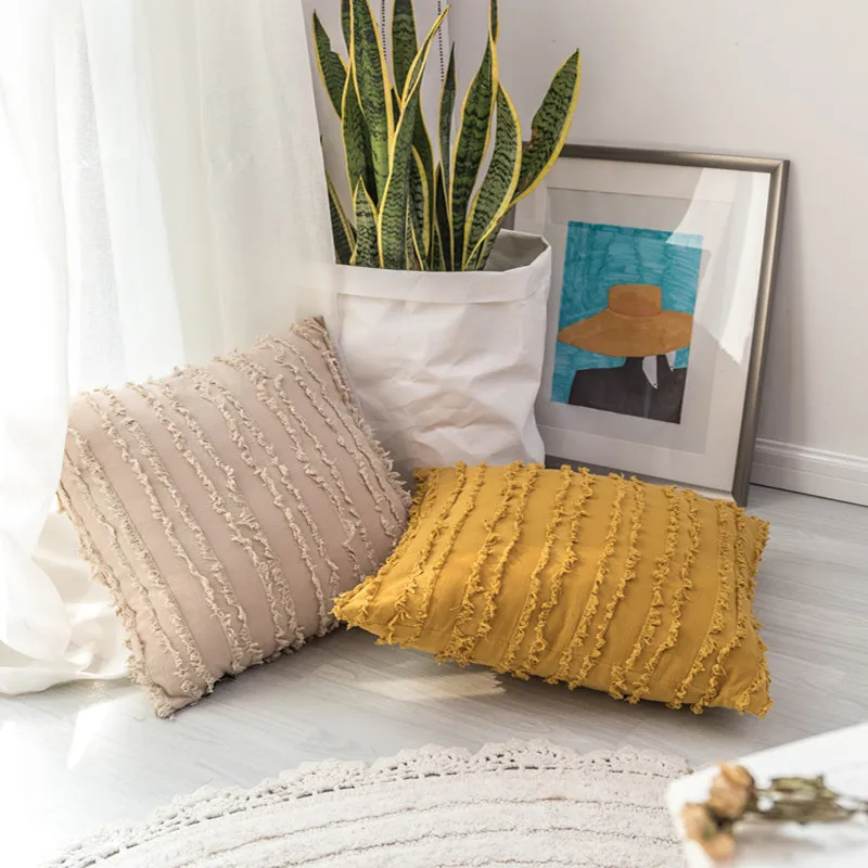 Junwell 45*45 см 100% хлопок льняная хлопковая нить макраме подушка Геометрическая