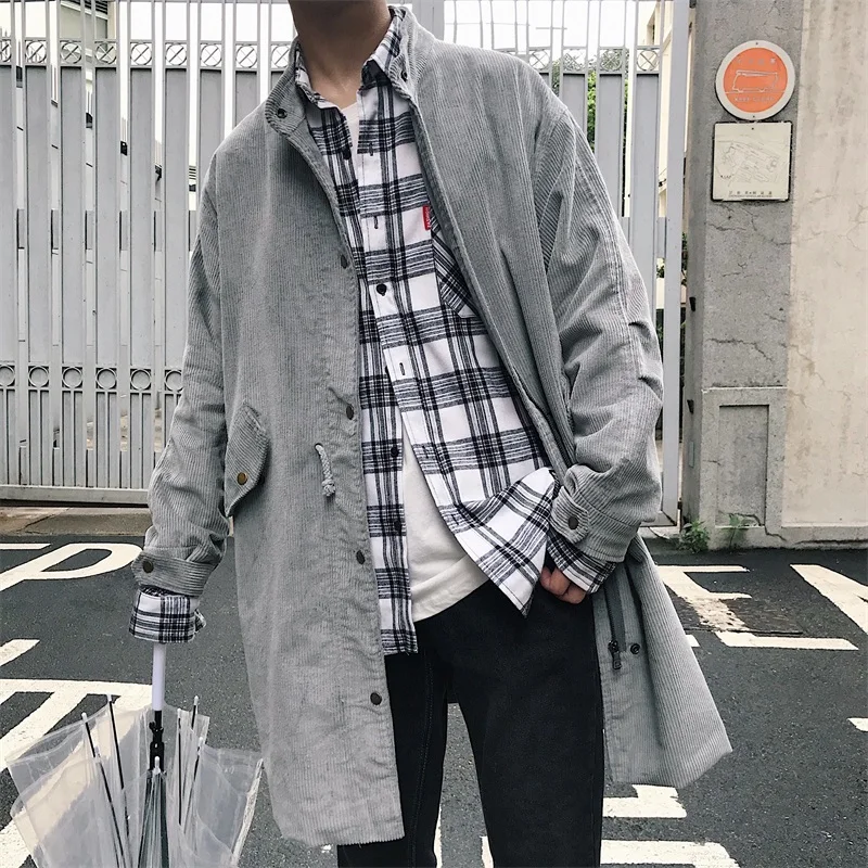 VOGUELEO/2019 новый стиль модный утолщенный вельветовый Тренч полный Повседневный