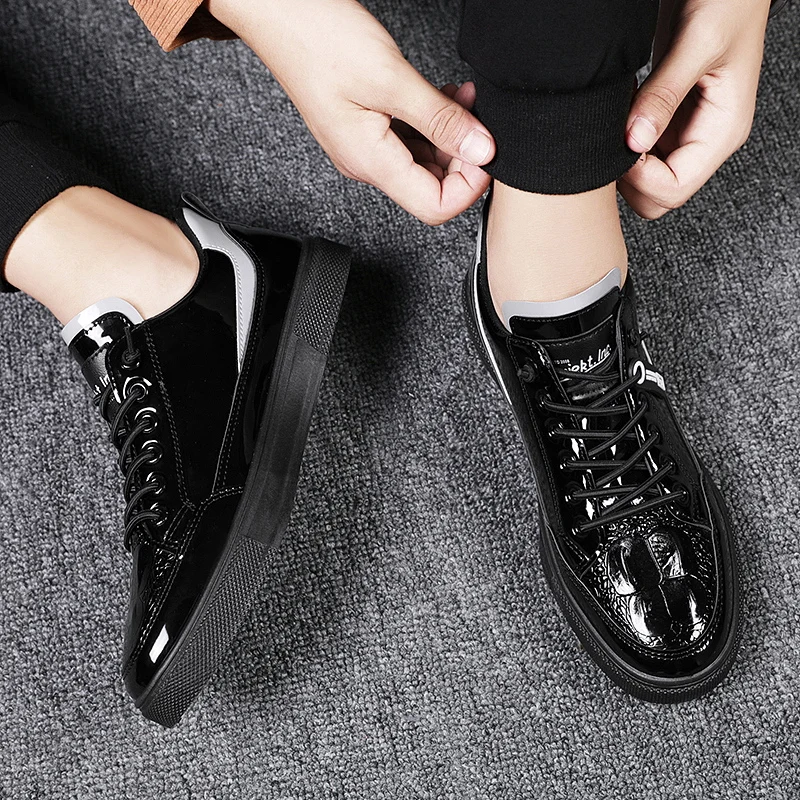 

New shiny fashion sneakers Spring casual shoes New casual shoes Fashion Genuine Leather Sneakers Men Shoes Casual Shoes