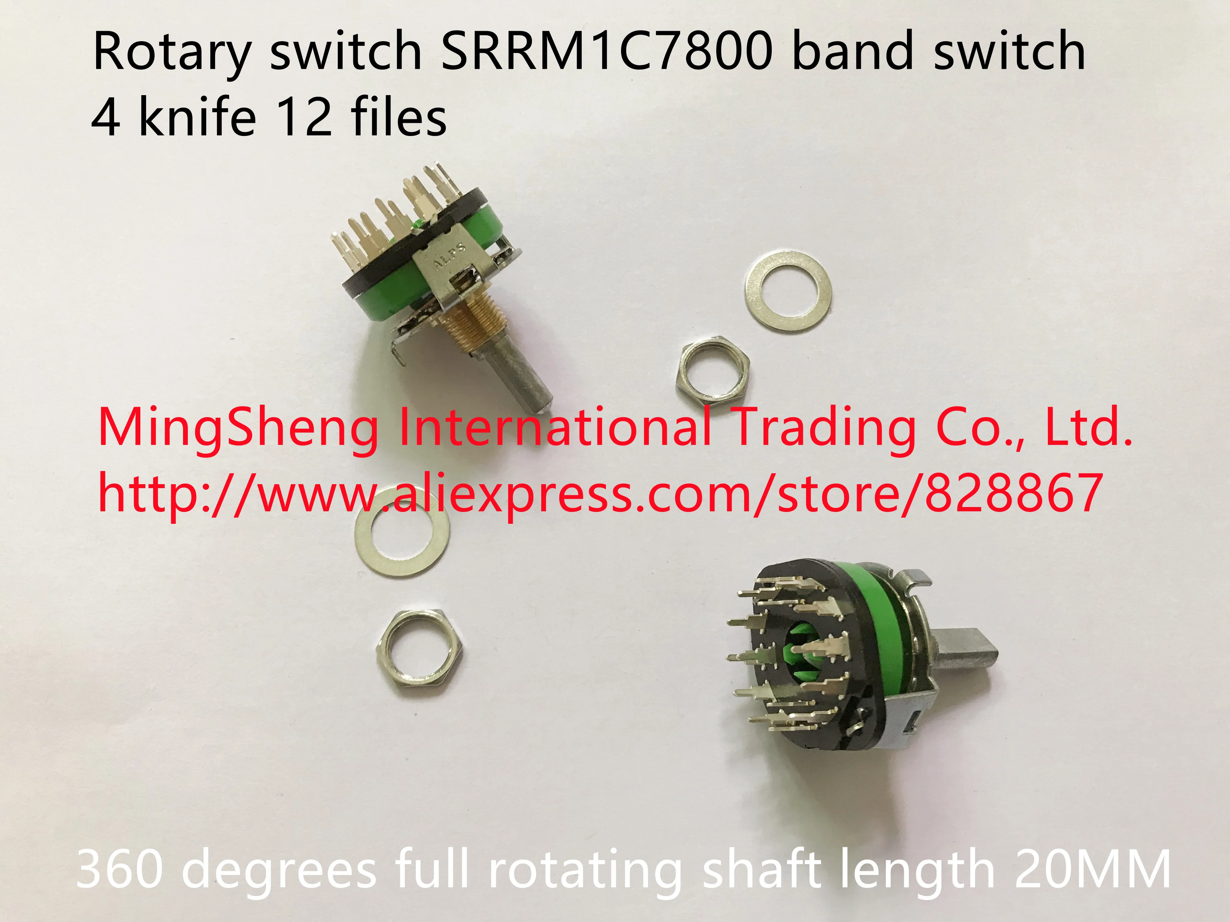 ใหม่100% Rotary Switch SRRM1C7800 Band Switch 4มีด12ไฟล์360องศาหมุนเพลาความยาว20มม.
