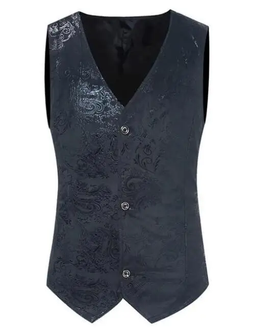 

PYJTRL Men Wedding Sleeveless Slim Fit Paisley Floral Vests Single Buttons Waistcoat