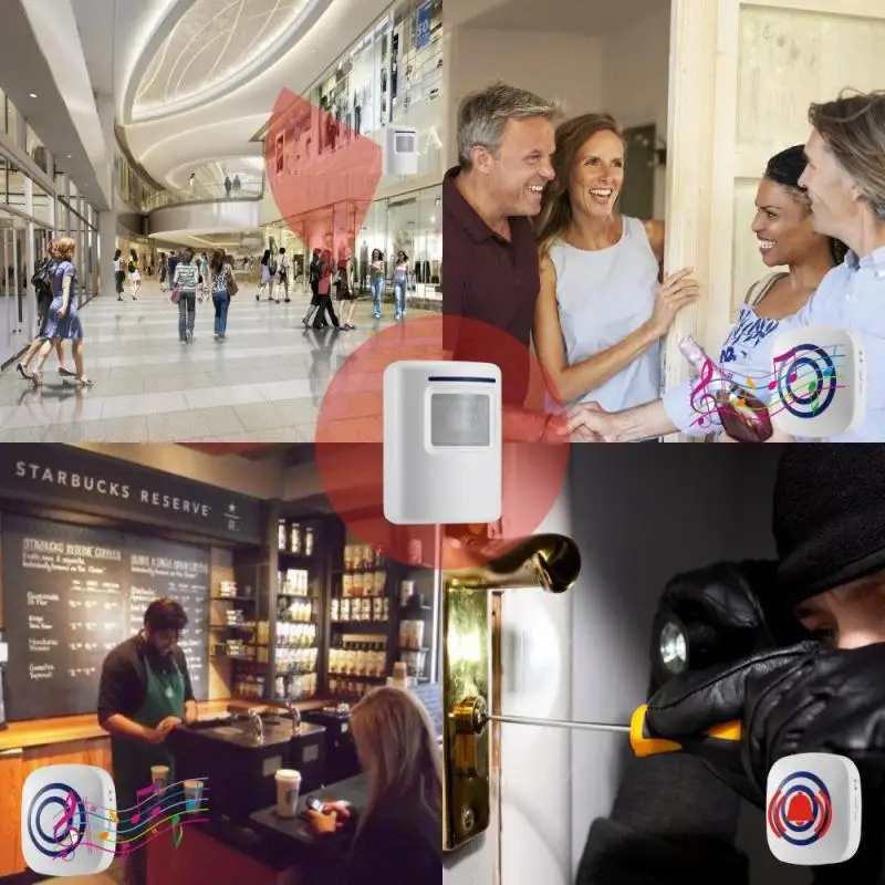 Беспроводной дверной звонок для посетителей магазина Пассивный с датчиком