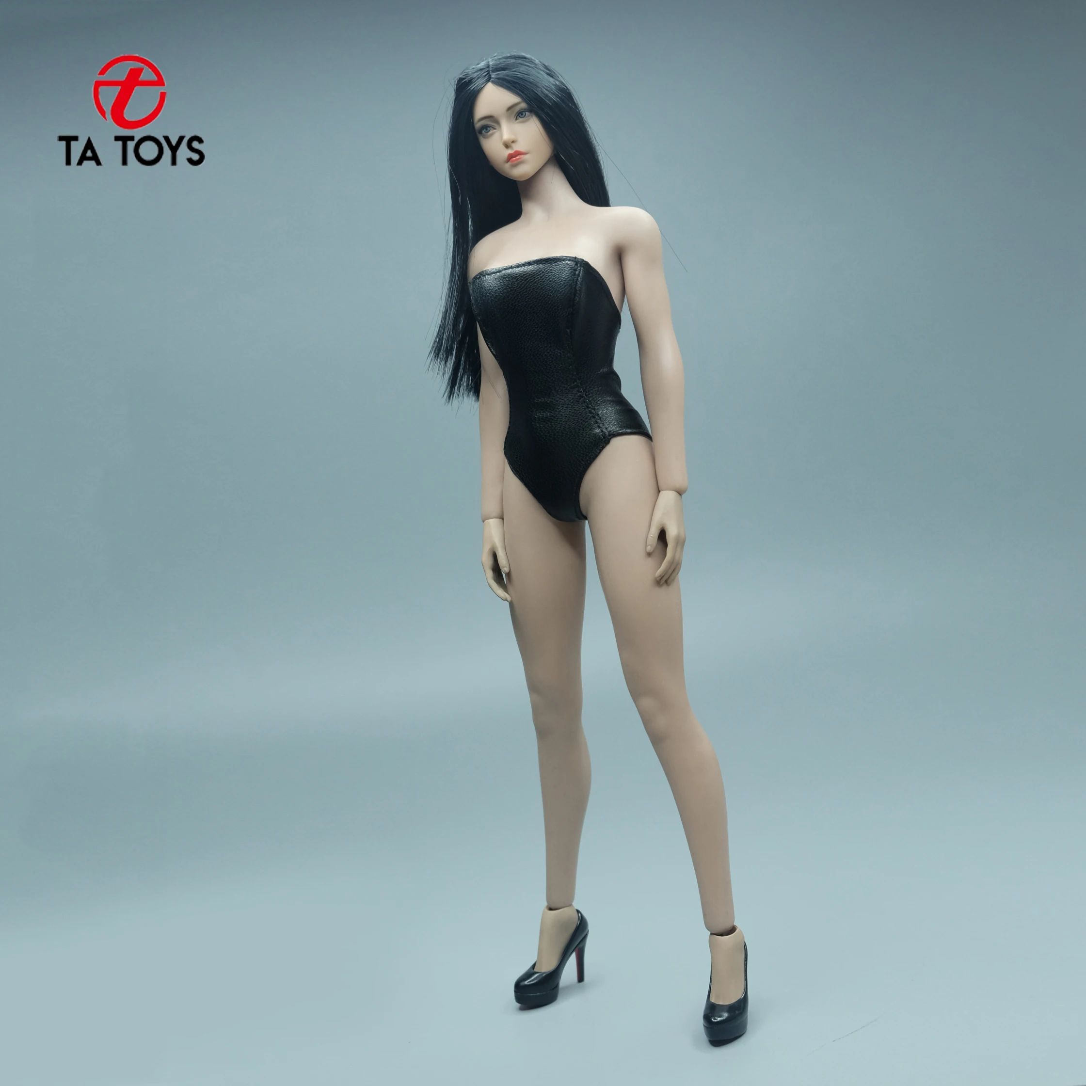 

1/6 Scale female clothes sexy black leather Tube top bodysuit fit 12 inches action figure
