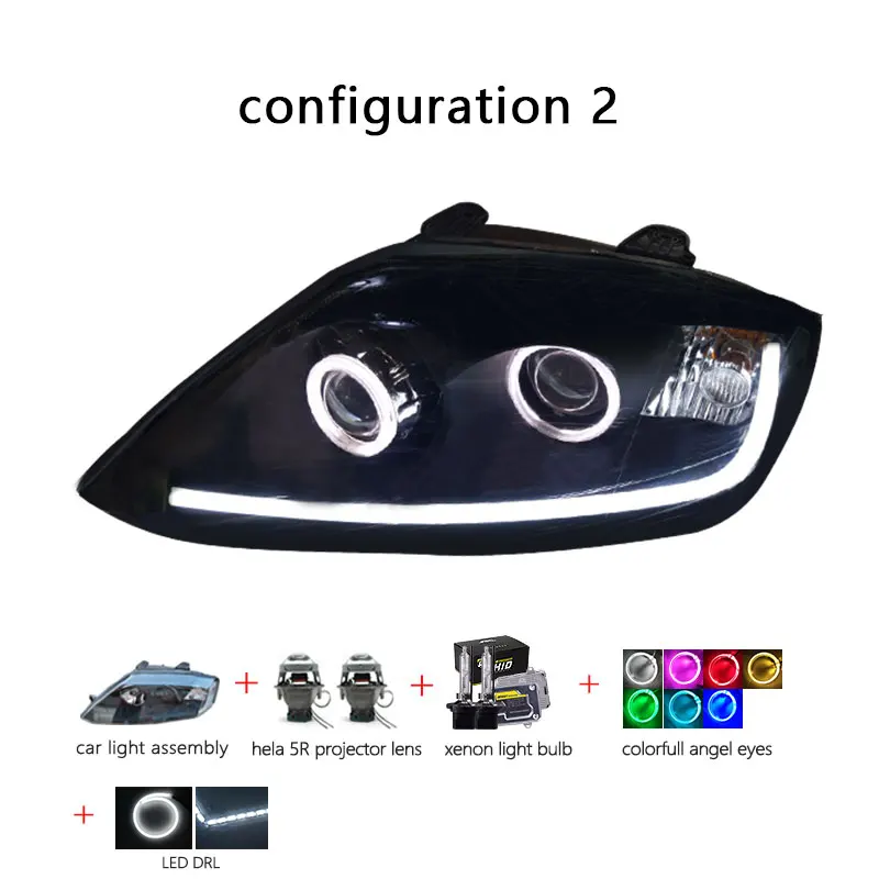 Sanvi Автомобильная фара в сборе для hyundai Coupe 2002-2006 с дальним и низким пучком HID проектор Объектив светодиодный DRL