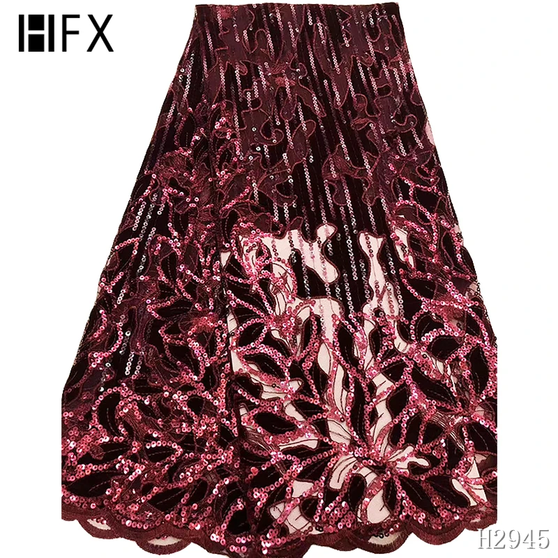 HFX Новое поступление африканская кружевная ткань с блестками нигерийская для