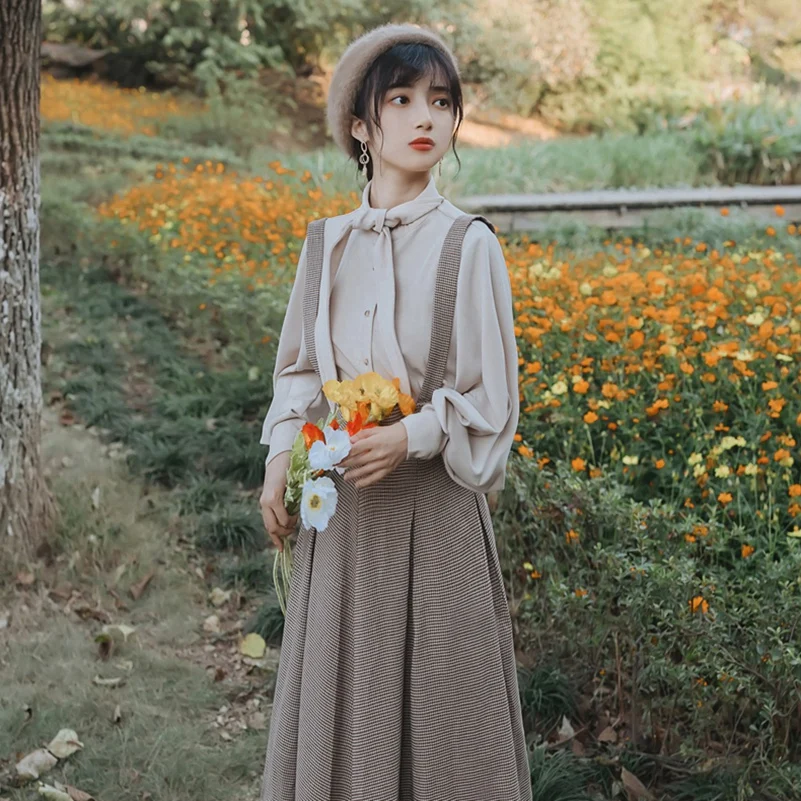 Женский винтажный комплект из 2 предметов YAMDI летний топ с рукавами-фонариками и