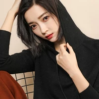 winter women sweaters casual fashion solid long sleeved hooded knitted jumpers female korean chic loose pullovers plus size 3xl