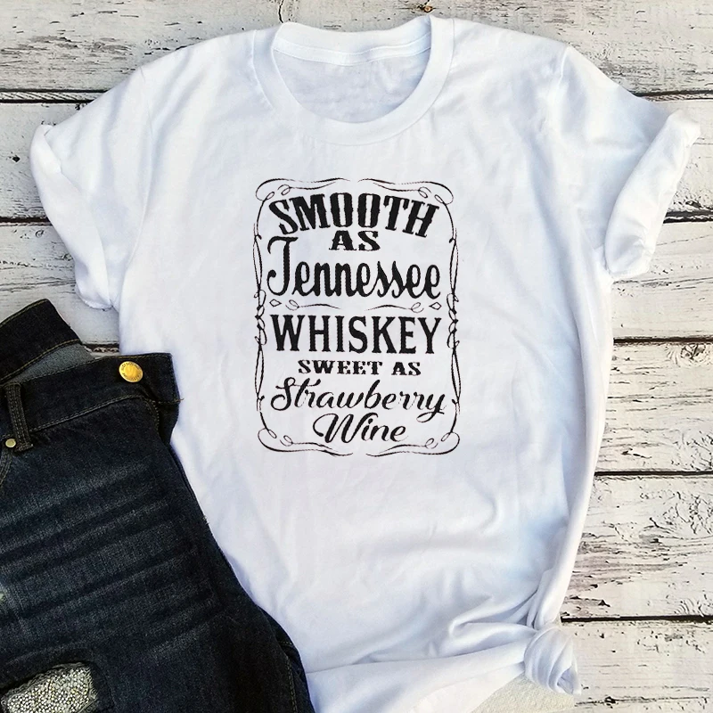 

Whiskey Graphic T Shirts Summer 2021 Women Fashion Clothing O-Neck Letter Wine T Shirt for Mom Gothic Fashion Tops Cute
