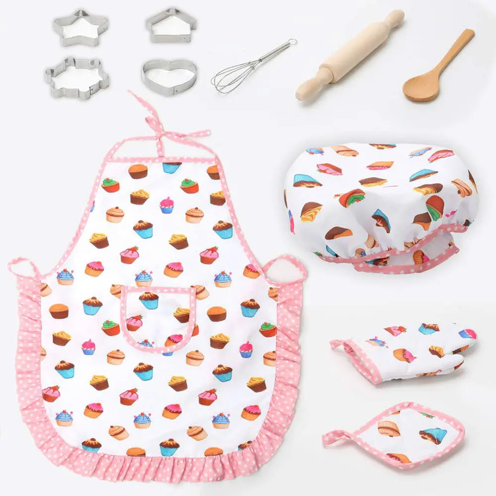 

Kids Cooking Baking Set Kitchen Girls Toys Role Play Children Costume Pretend Role Play Baking Cooker Play Set Friends Game