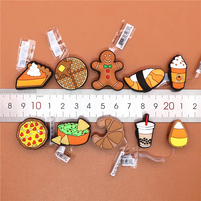 1pcs Foods Shoe Charms Cute Sushi Cookies Ice Cream Cake PVC Shoes Accessories Decoraciones for Croc Buckle jibz Kids Gifts