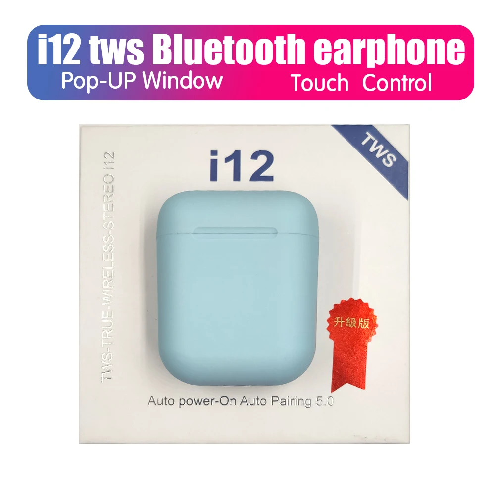 i12 D blue box I12 tws оригинальные матовые беспроводные наушники 5,0 bluetooth наушники сенсорные мини-наушники i12tws наушники для мобильных телефонов - Цвет: i12 D blue box