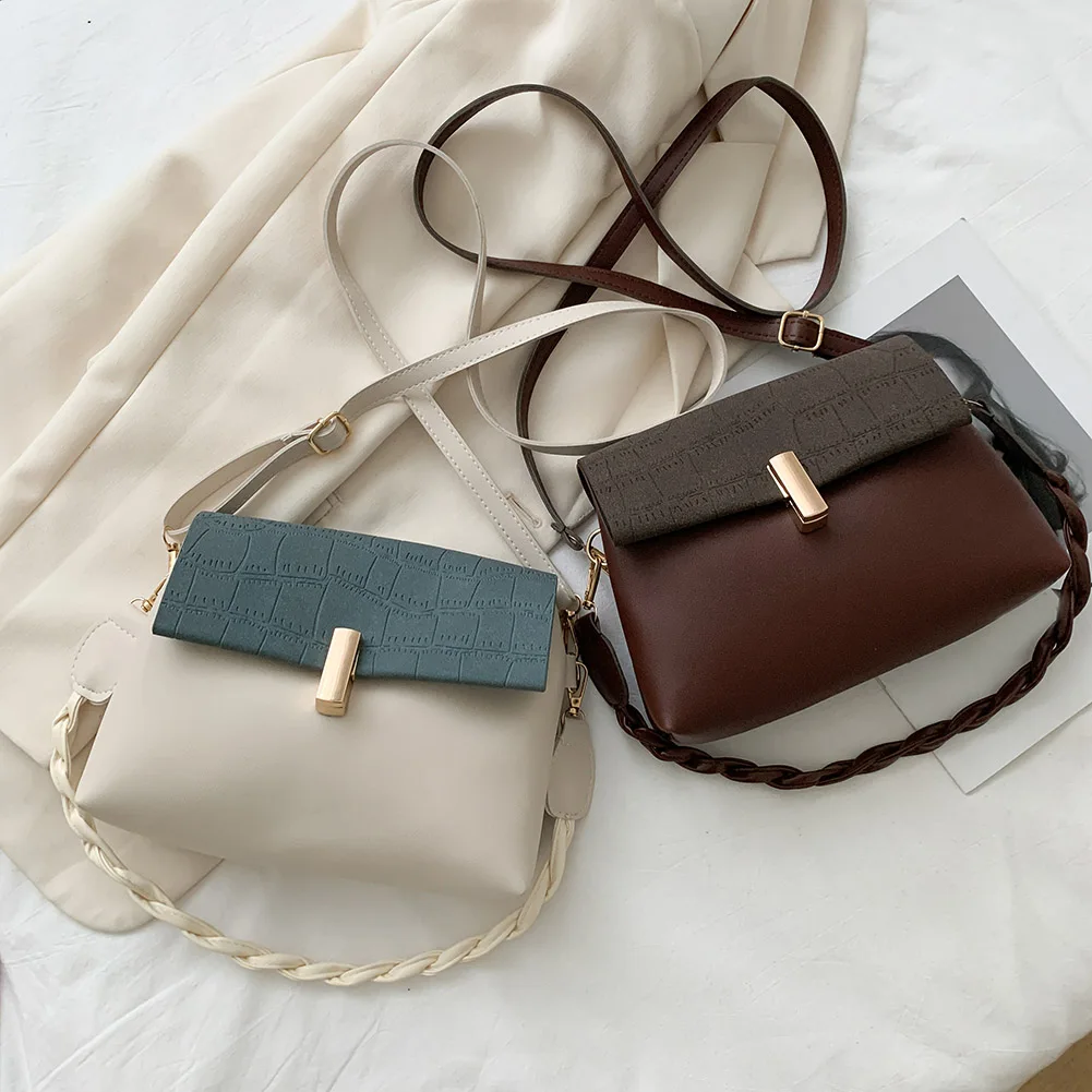 

Alligator Pattern Women Crossbody Bag Totes Female PU Solid Woven Strap Handbags Fashion Exquisite Shopping Bag