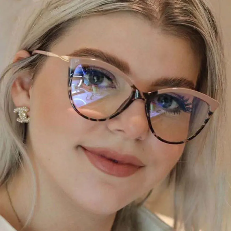 

Женские офисные очки с защитой от сисветильник, привлекательные компьютерные очки «кошачий глаз», леопардовые оптические игровые очки с бл...