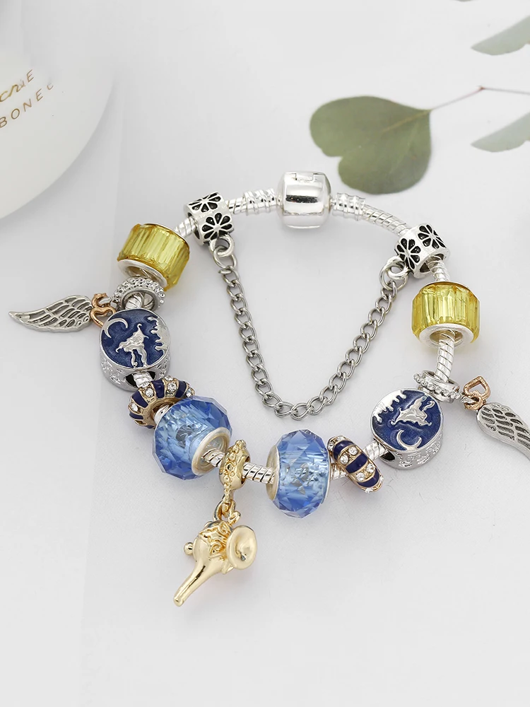 Buipoey 2019 Feather Wings Wish God Lamp Pendant Retro Jug Princess Magic Fly Carpet DIY Handmade Bangle Bracelet | Украшения и