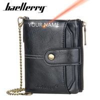 2022 men wallets chain new customized zipper high quality short 11 card holders male purse coin holder wallets for boy