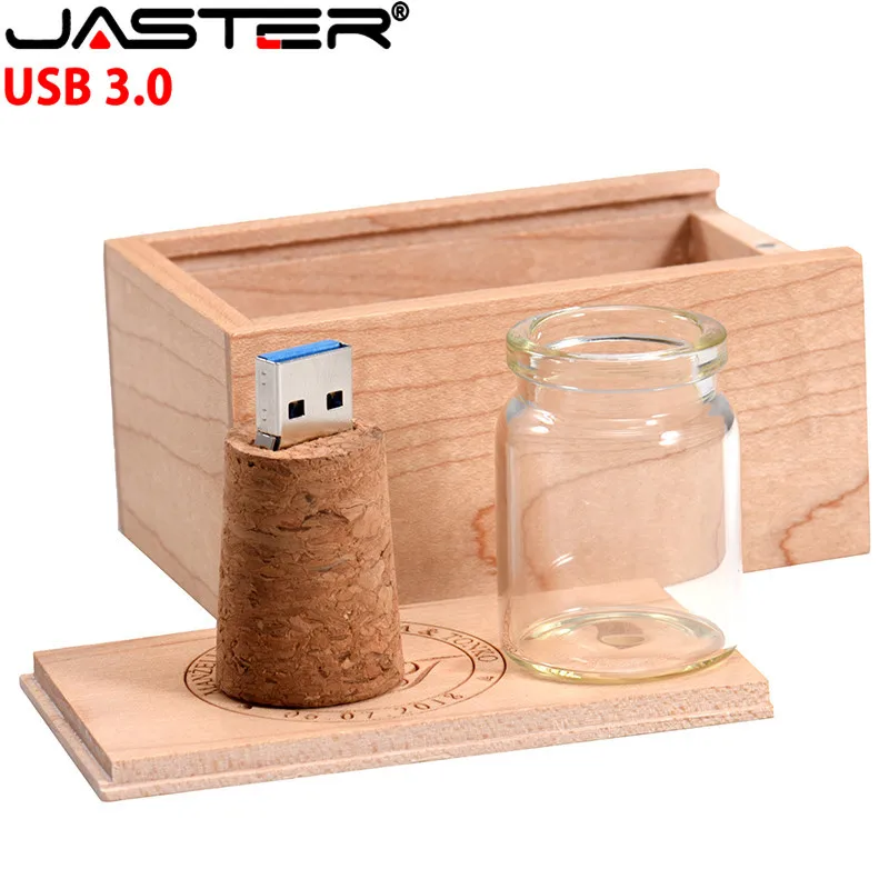JASTER Лидер продаж USB 3 0 стеклянная бутылка для дрифта пробка 4 ГБ 8 16 32 64 держатель