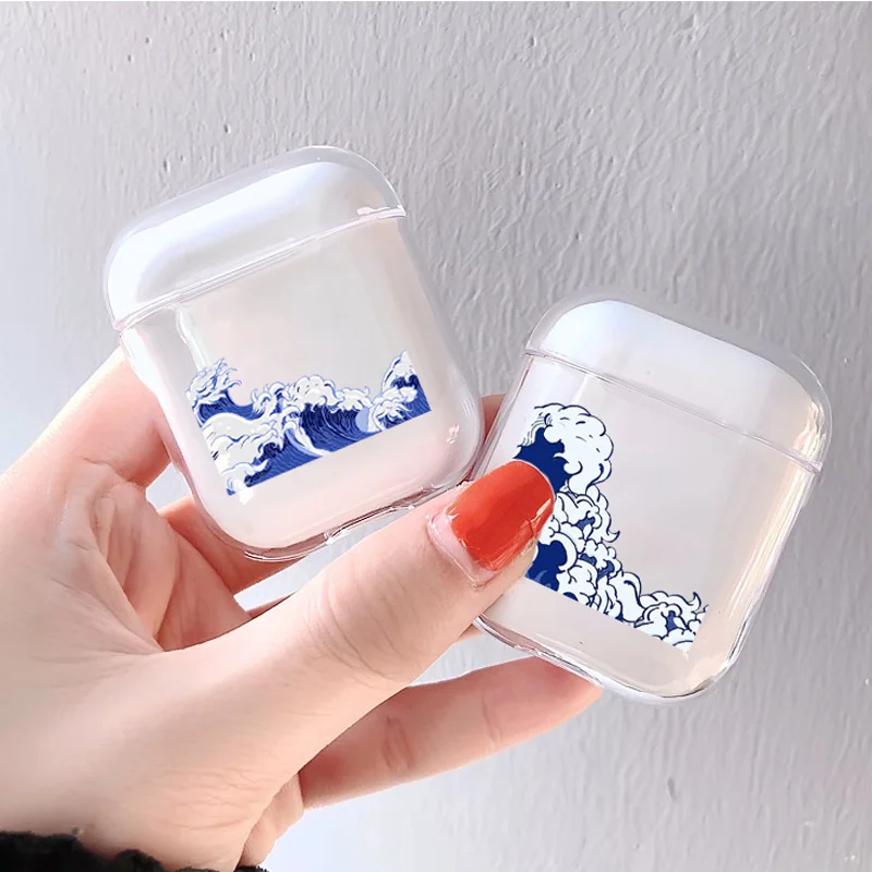 Чехол Tsunami океанские волны для AirPods 2 симпатичный защитный чехол air pods Pro Роскошный