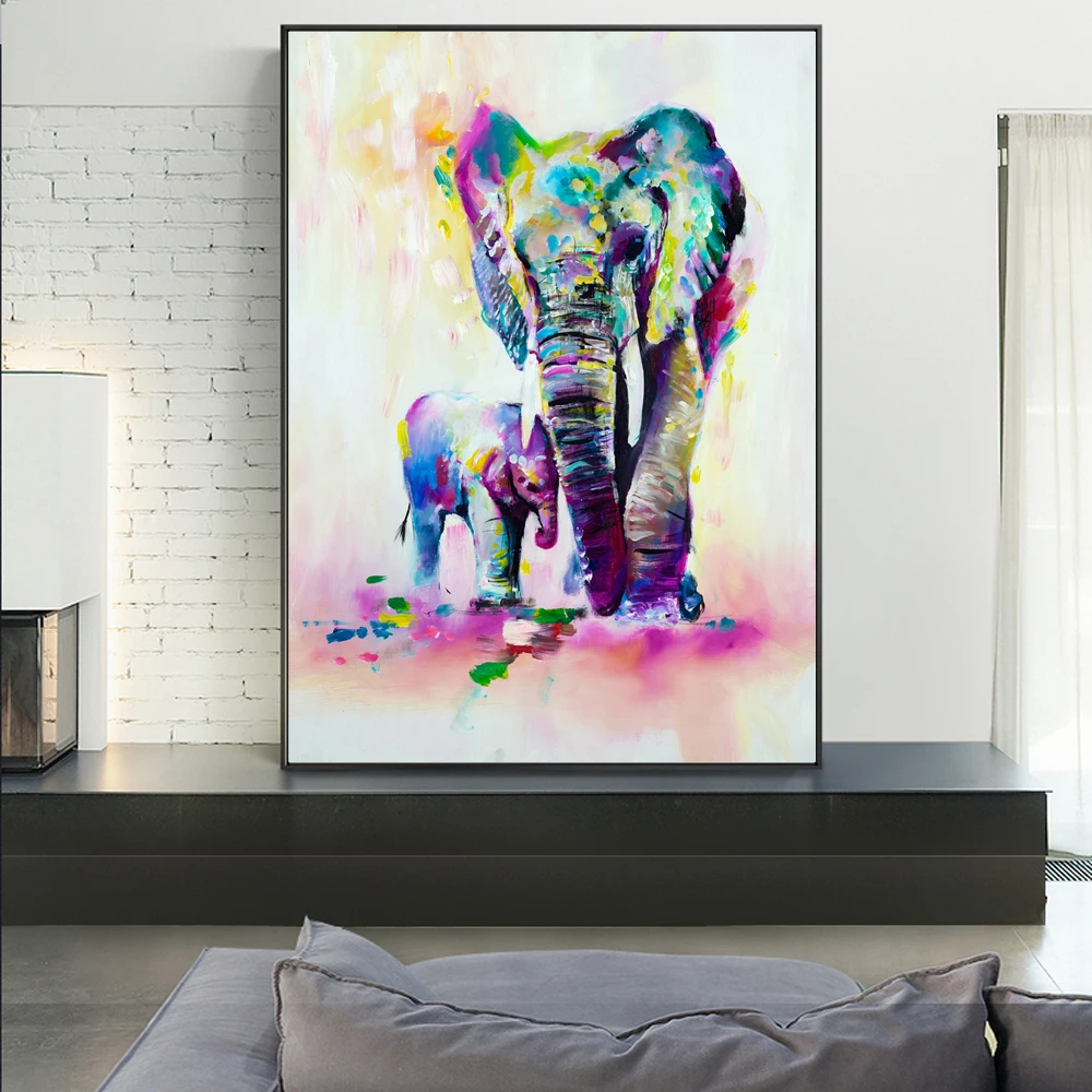 

Watercolor Animals Canvas Art Wall Paintings Elephant And Deer Abstract Graffiti Art Prints Pop Art Wall Posters For Kids Room