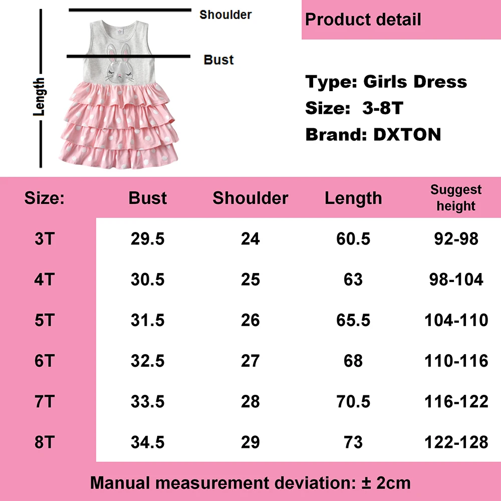 

DXTON Summer Sleeveless Girls Dresses Cotton Kids Dress For Girls Rabbit Toddler Dress Costume Patchwork Casual Girls Clothing