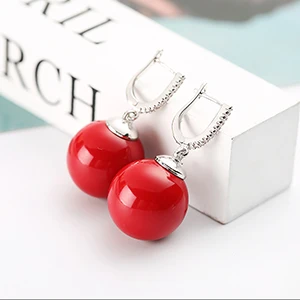 silver-2 MAIKALE, модные серьги с красным и черным жемчугом, циркониевые серьги золотого и серебряного цвета с большими шариками, серьги-капли с жемчугом для женщин, подарки - Окраска металла: silver-2