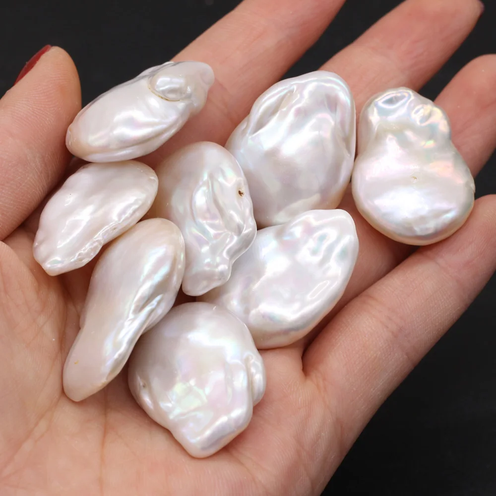 

Natural White Baroque Freshwater Pearl Charms Loose Bead for Jewelry DIY Necklace Bracelet Accessories Making Size 22-35mm