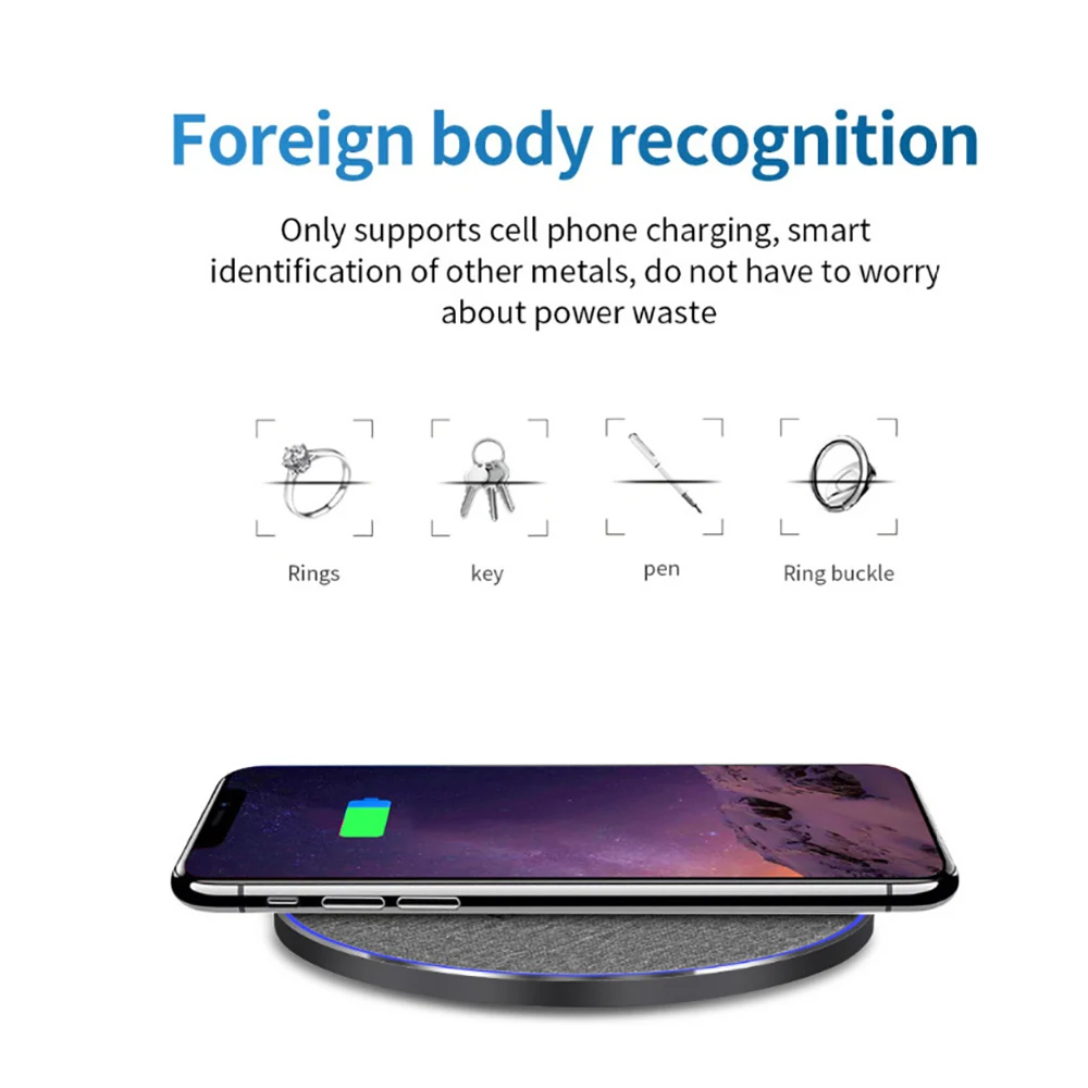 15 Вт Qi Беспроводное зарядное устройство тонкая тканевая подкладка для iPhone 11 Samsung