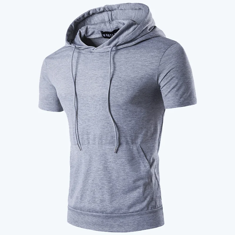 

Men's Shirt Summer Short Sleeve Hooded Drawstring Top Cotton Linen Solid Sports Plus Size 4XL Loose Casual T Shirts