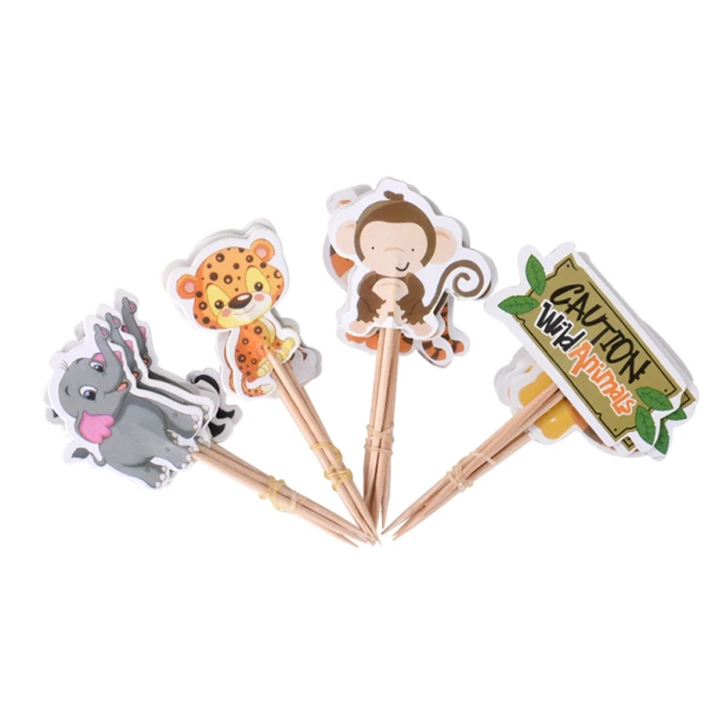 24 шт./лот J · ngle Cupcake Topper животные игрушки для тортов Мультяшные вставки кексов
