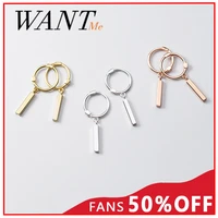 wantme real 925 sterling silver bohemian geometry stick tassel stud earrings for fashion women hip hop punk party jewelry gift