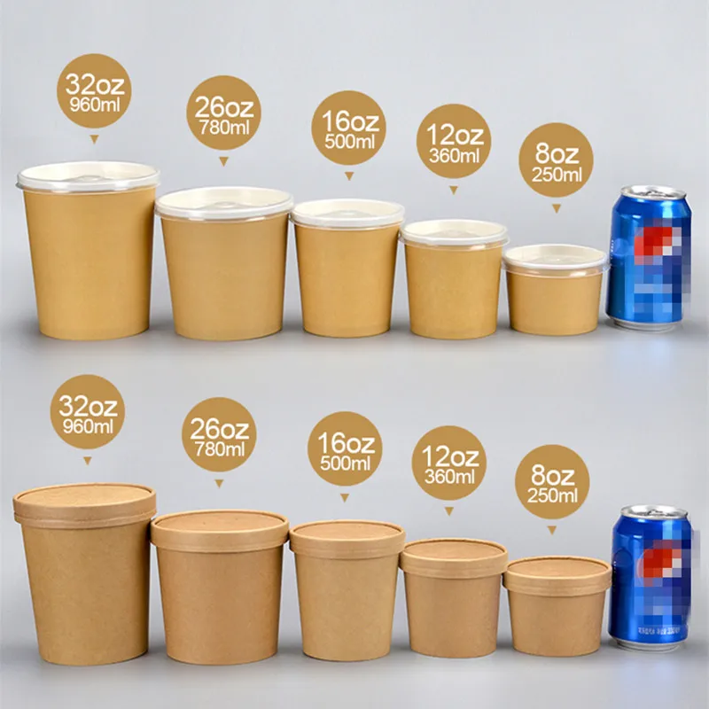 50 шт высокое качество одноразовые крафт бумаги чаша 260 мл Круглый салат десерт