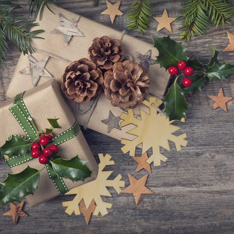 Горячая продажа 20 штук деревянные снежинки Рождественская елка украшения