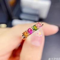 kjjeaxcmy fine jewelry s925 sterling silver inlaid natural tourmaline new girl noble gemstone ring support test chinese style