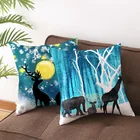 Наволочка для подушки, с изображением лесного оленя, персикового цвета, 45*45, смшт.