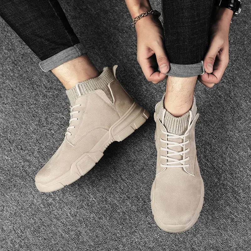 Демисезонные мужские Ботинки Челси в западном стиле модные высокие ботинки