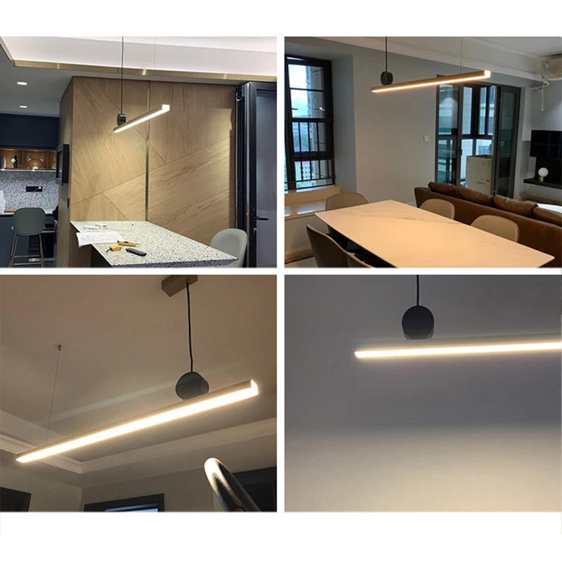 

Nordic simple geometric restaurant pendent lights designer dining table bar strip light modern light luxury pendent lighting