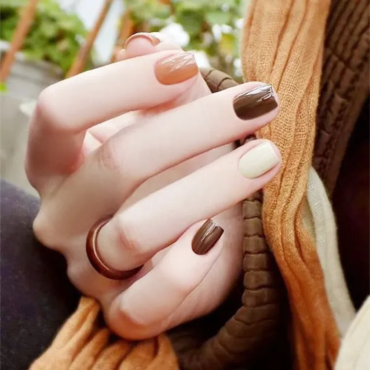 24pcs False Nails Fake Nail Art Full Cover With Glue Solid Color | Красота и здоровье