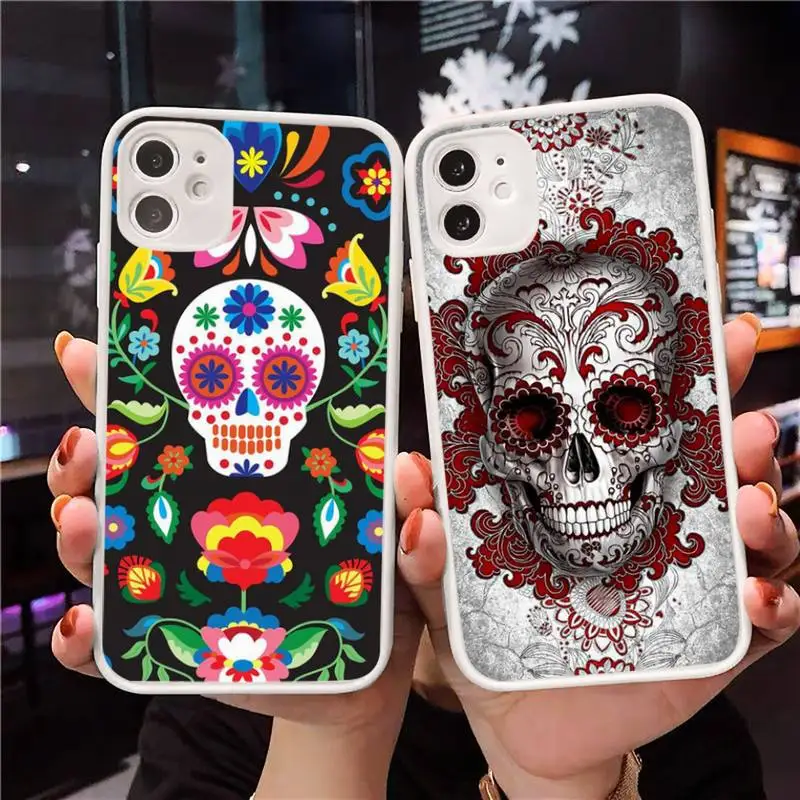 

Mexican Skull Girl Tattooed Art Phone Case Matte Transparent for iPhone 7 8 11 12 s mini pro X XS XR MAX Plus cover funda