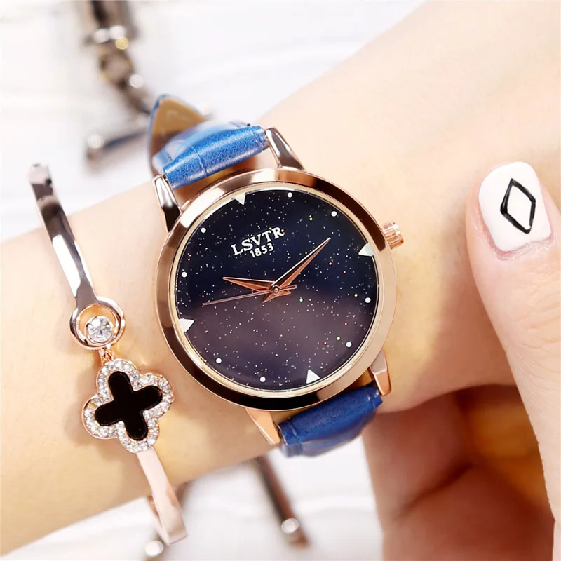 Роскошные женские часы звездного неба элегантные блестящие Кварцевые с