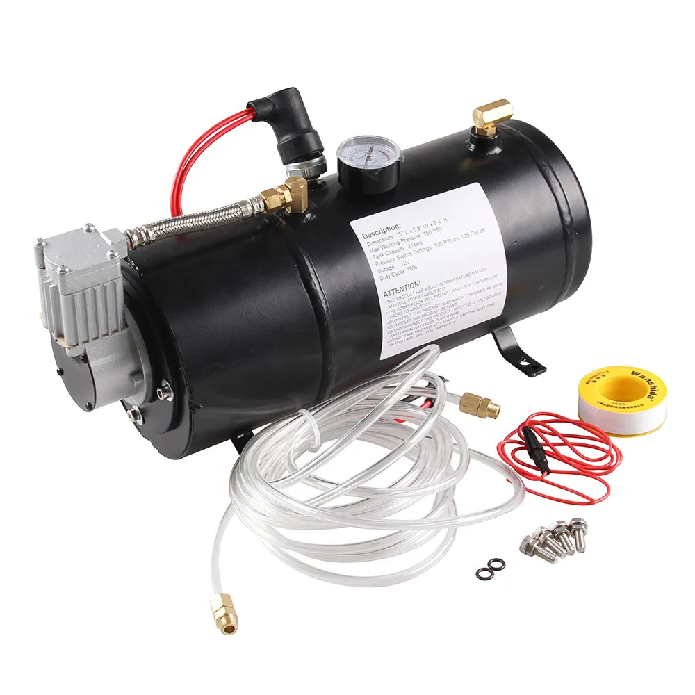 12v воздушный компрессор с 3 литра цистерны для воздуха рог поезд грузовик RV пикап 150 фунтов/кв. дюйм OT200-BK+ воздушный рожок