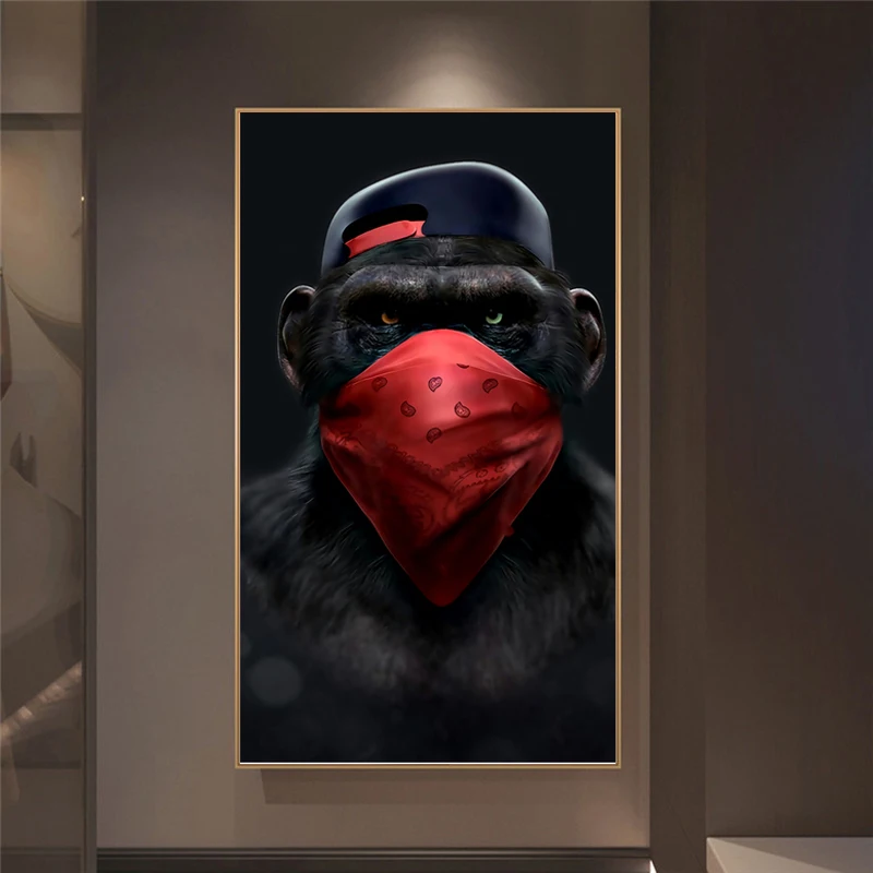 Очки наушники музыкальная обезьяна большой постер Абстрактная Картина на холсте