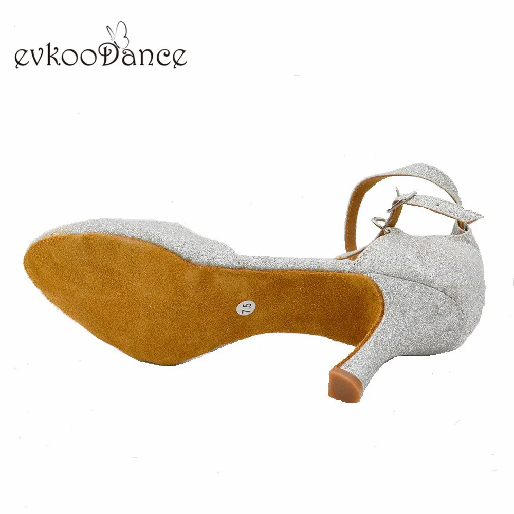 Zapatos De Baile Latino Mujer Профессиональный серебристыми переливами, латиноамериканских танцев танцевальаня обувь на платформах высота 7 см Размеры свяжитесь с нами на возраст от 4 до 12 лет для Для женщин NL296