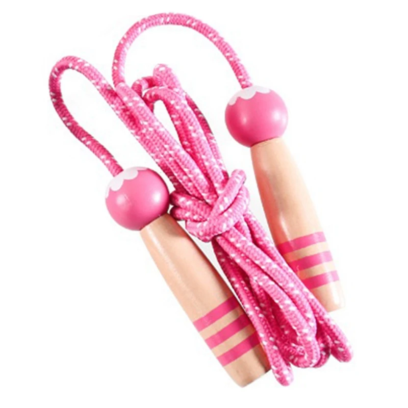 

Adjustable Jump Rope Toy Jump Rope for Kids Wooden Handle Jumping Ropes 2.6M Christmas Birthday Gift Pink