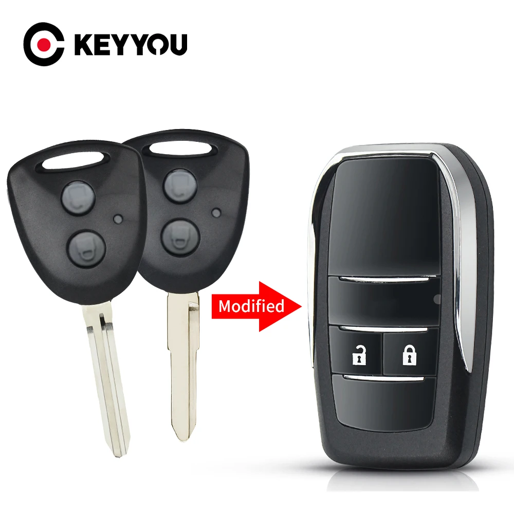 

KEYYOU For Toyota daihatsu Avanza Wigo Grand Daihatsu Xenia Alza Myvi Axia 2 Buttons Modified Flip Remote Key Shell Case Fob