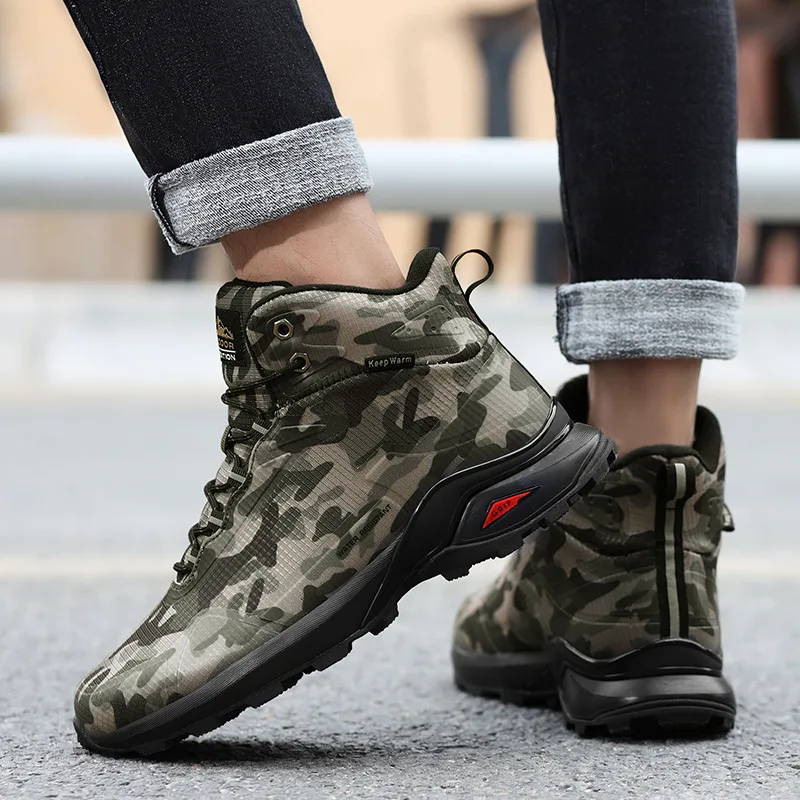 Xiaomi Boots Men Warm Plush Non-slip Snow Boots Men's High Quality Outdoor Waterproof Camouflage Trekking Hiking Shoes Mountain