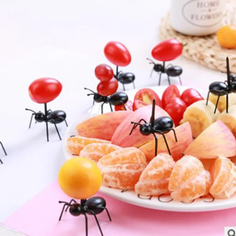 12 шт. фрукты зуб Палочки форма муравья закуска пирог десерт вилки для дома Кухня